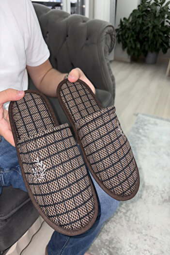 İlkem Men's House Slippers - Guest, Dowry, Groom, Bundle and Gift Plush Carpet Cheap Slippers