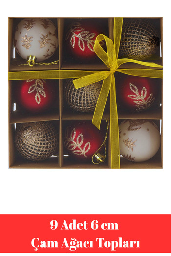 CANVELA 9 Pcs Premium Christmas Pine Tree Ornaments 6 cm Christmas Ball