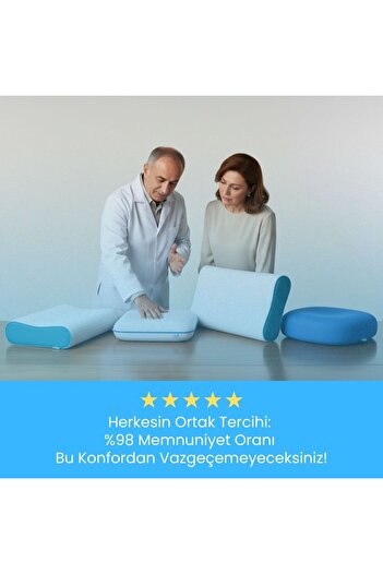 FOM Tombik Full Ortopedik Masaj Etkili Konforlu Visco Yastık, Ortopedik, 60 X 40 X 13, Sarı