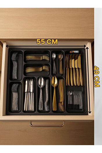 almital mobilya aksesuarları furniture accessories 55x49 cm. 9 Gözlü Antrasit Çekmece Içi Kaşıklık 51*41 Cm'e Kadar Kesebilirsiniz