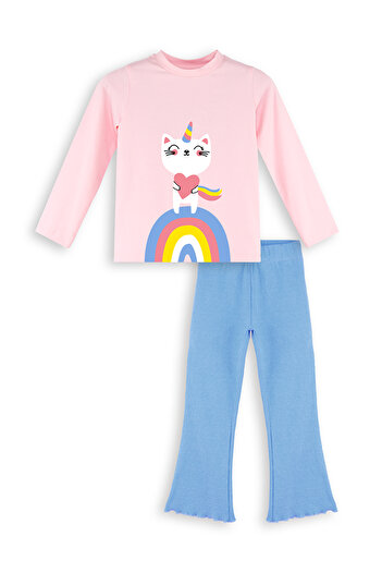 Denokids Catcorn Kız Çocuk T-shirt Pantolon Takım