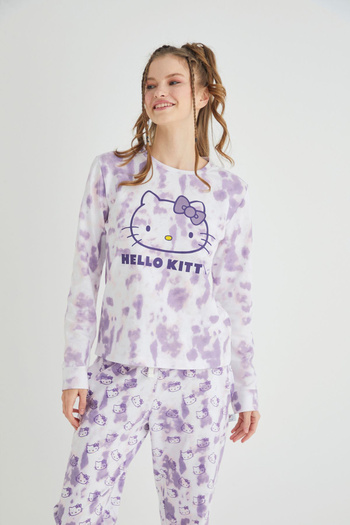 Hello Kitty Licensed Long Sleeve Purple Tie Dye Pajama Set