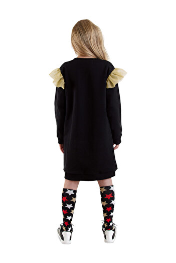 Denokids Glitter Cat Girl's Black Dress