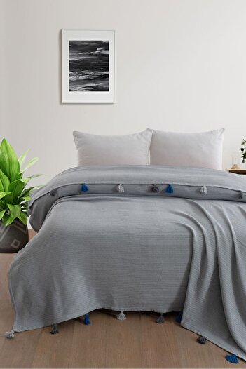 home otanticca Tassel Double Pique Bedspread Gray