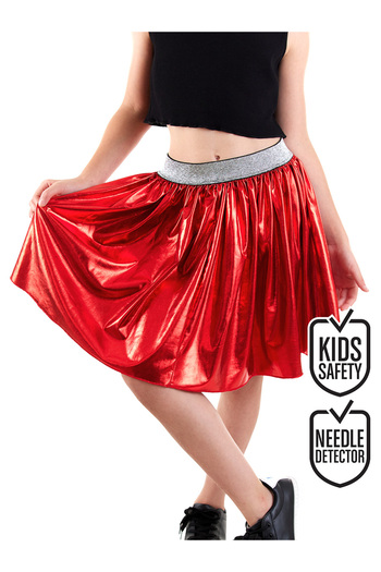 Denokids Girl's Red Metallic Shiny Skirt