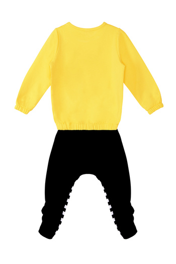 Denokids Çizgili Çiçekli Arı Kız Çocuk Kadife Eşofman Takım