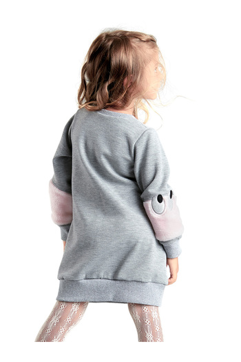 MSHB&G Grey Plush Sleeve Dress for Girl