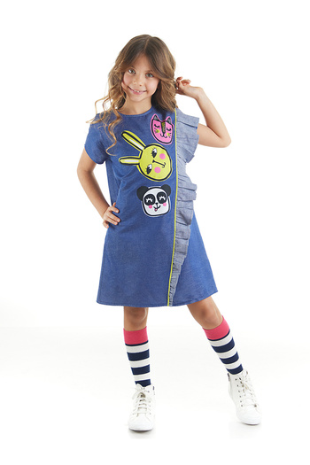 MSHB&G Blue Three Friends Woven Summer Girl's Dress
