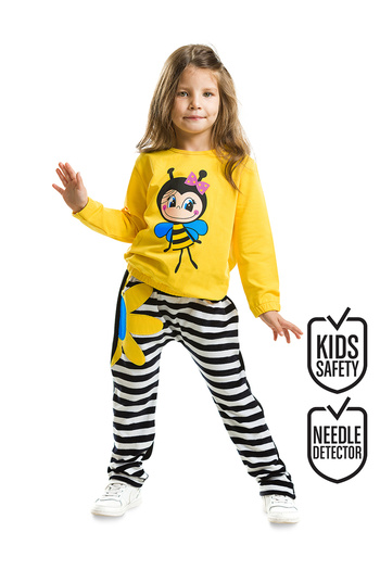 Denokids Σετ φόρμας Bee Girl Velvet - Ριγέ και Floral σχέδιο