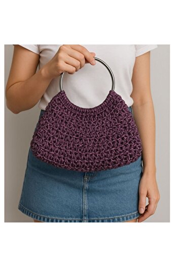 ByLily Purple Glitter Macrame Bag, Wedding, Invitation, Meeting. Suitable for Daily Use.