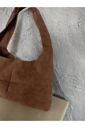 LUNAFEL Tan Textured Faux Suede Women's Tote Bag - Medium Size