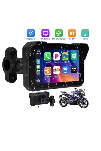 OEM 5 INCH GPS Navigation for Motorcycles, Android Auto & Apple CarPlay, Mirroring, IPS Touch Screen