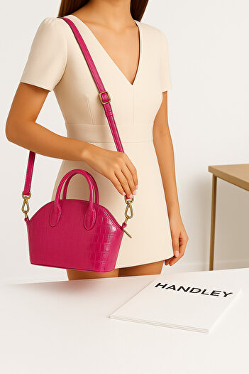 Handley Women's Shiny Mini Crocodile Pattern Crossbody Hand and Shoulder Bag