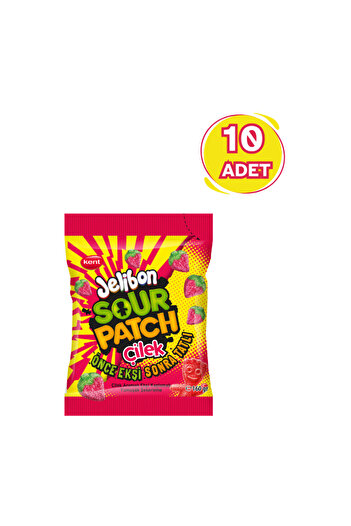 Jelibon Sour Patch Strawberry Flavored Soft Confectionery 160 Gr - 10 Pieces