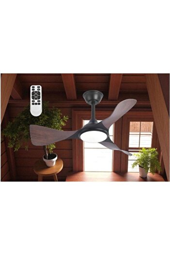 Cata CT-3002 BERN Sessiz Ahşap Kanatlı LED Işıklı Tavan Vantilatörü Kumandalı - 3 Renk Işık - Şık Tasarım