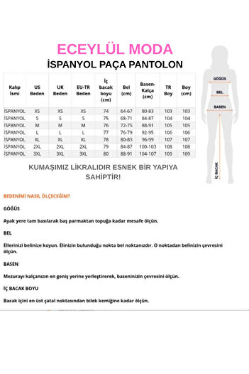 ECEYLÜL MODA SCUBA KREP İSPANYOL PAÇA PANTOLON(kısa süreliğine lansman fiyatı)
