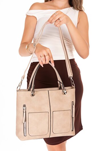 Gondol Women's Stylish Hand and Shoulder Bag Ars.930 Beige