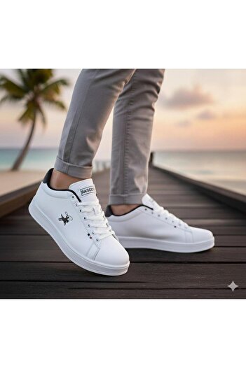 KANTEX Frnco White Black Men's Unisex Sneaker