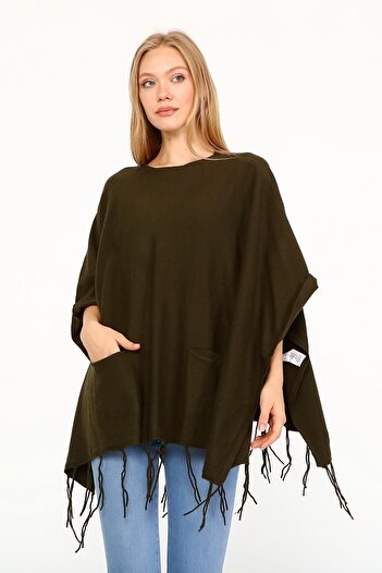 FTZ Γυναικεία Πούλιες Λεπτομέρεια Poncho Khaki 20-233