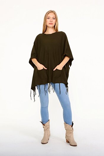 FTZ Γυναικεία Πούλιες Λεπτομέρεια Poncho Khaki 20-233