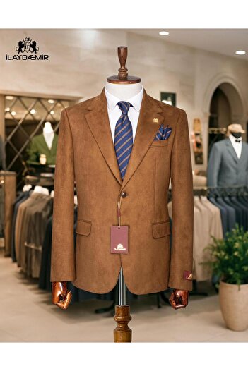 İlayda Cinnamon Men's Blazer Suede Jacket