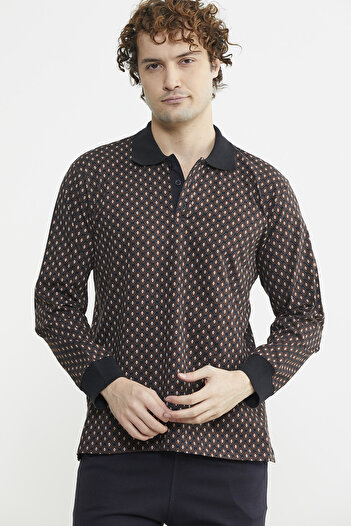 Sementa Pattern Combination Pocket Pajama Set - Brown