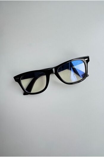 BAPPİR Wayfarer Black Patterned Blue Light Protective Glasses Optically Compatible Protective Against Tv-Tablet Rays