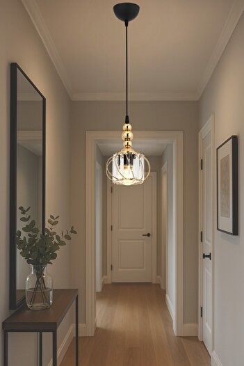 ESSLİGHT Işıl Tekli Sarkıt Avize Kristal Taşlı Modern Dekoratif Aydınlatma