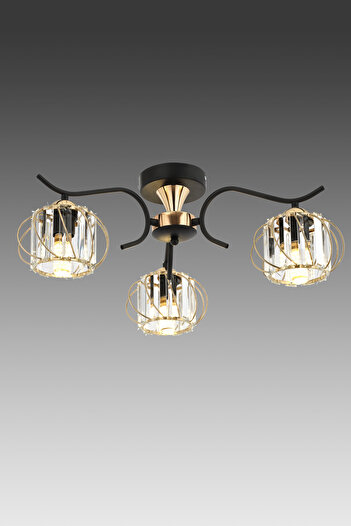 ESSLİGHT Aren 3’lü Plafonyer Avize Kristal Taşlı Modern Dekoratif Aydınlatma