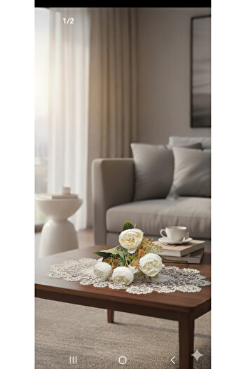 yapay çiçek evi 1 buchet de trandafiri alb bujor 27 cm. Decor pentru casă, ornament pentru vază pentru flori