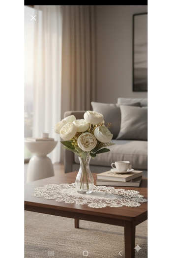 yapay çiçek evi 1 buchet de trandafiri alb bujor 27 cm. Decor pentru casă, ornament pentru vază pentru flori
