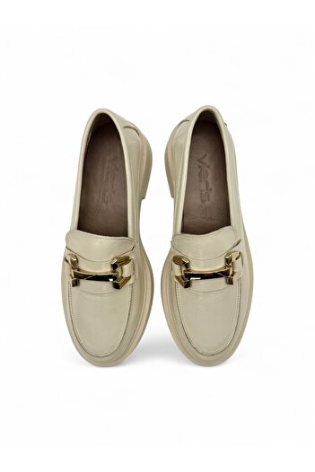 Vrs Shoes Roven Ekru Hakiki Deri Kadın Loafer