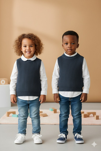 Nimini Kids Preschool Nursery Kindergarten Crew Neck Thessaloniki Knitted Sweater Unisex Baby Kids Sweater (0-5 Years)