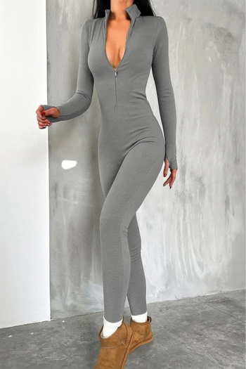 Silerra Women's Long Sleeve V-Neck Camisole Jumpsuit with Thumb-Proof Detail