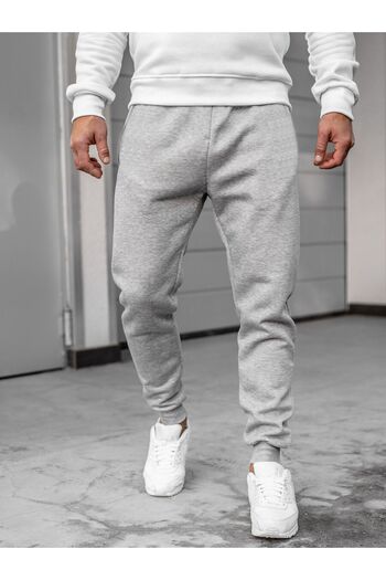 Relax family xf Ανδρικό γκρι καστόρι με στάμπα Slim Fit Sweatpants Skinny Leg Jogger