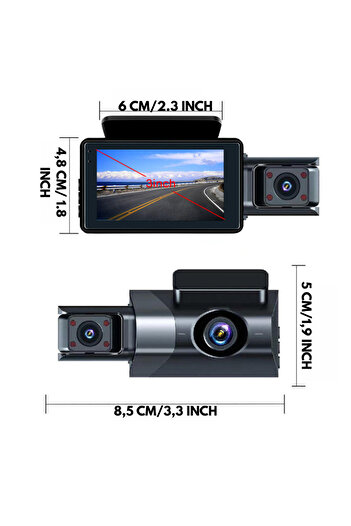 Smartio Full HD Dashboard Camera with 3 Recording Angles