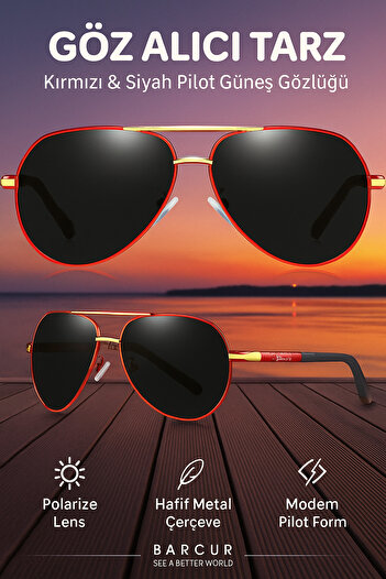 Enjoy Barcur Red Gold Gray Glass Polarized Men's Sunglasses the Place Where Elegance and Quality Meet