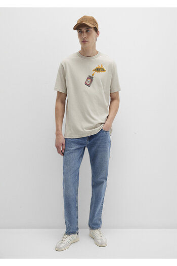 Mavi Forever Printed Beige T-Shirt Loose Fit / Loose Relaxed Fit 0612930-70322