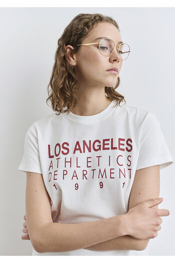 Mavi Los Angeles Printed Ecru T-Shirt Regular Fit 1613375-70057