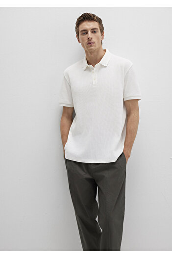 Mavi Textured White Polo T-Shirt Regular Fit / Regular Cut 0612824-70057