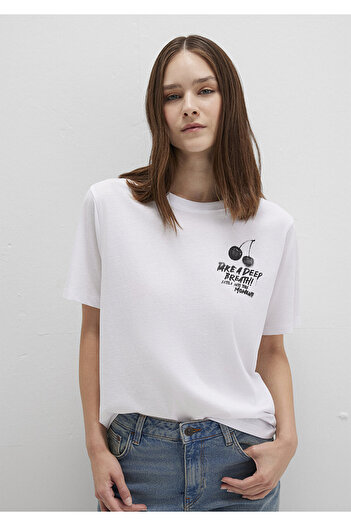 Mavi Τυπωμένο λευκό μπλουζάκι Regular Fit / Normal Cut 1613484-620