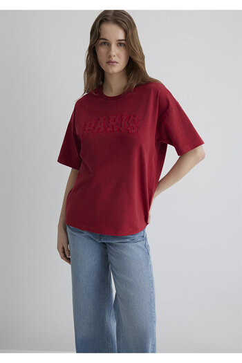 Mavi Paris Printed Red T-Shirt Oversize / Wide Cut 1613218 -70464