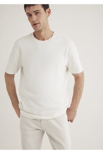 Mavi Ecru Basic T-Shirt Loose Fit / Loose Relaxed Cut 0612731 -70057