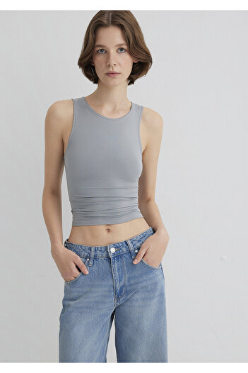 Mavi Halter Neck Gray Polyamide Tank Top Fitted / Fitted Cut 1613499-70098