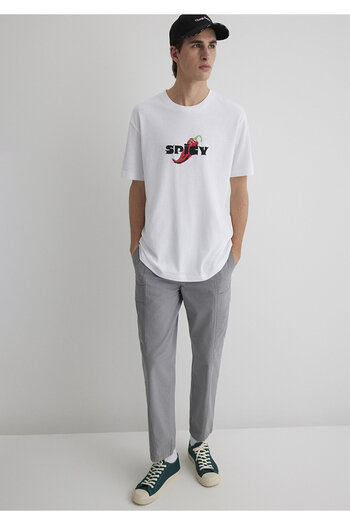 Mavi Spicy Printed White T-Shirt Loose Fit / Loose Relaxed Cut 0612812-620