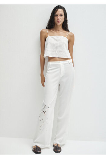 Mavi Embroidered White Trousers 1011052-70057