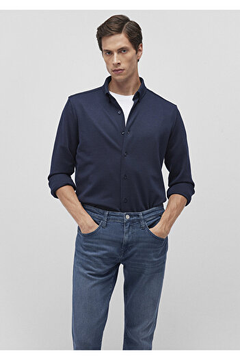 Mavi Синя в'язана сорочка Slim Fit / вузький крій 0211236-86415