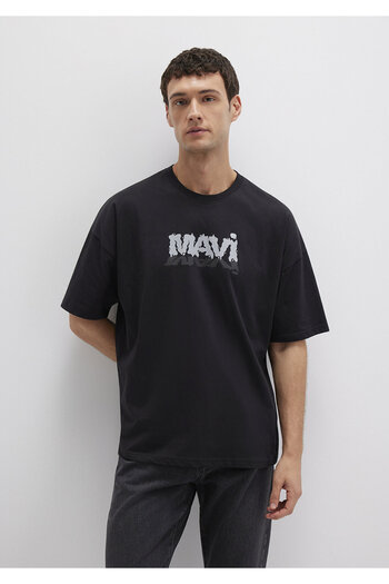 Mavi Logo Printed Black T-Shirt Oversize / Wide Cut 0611828 -900