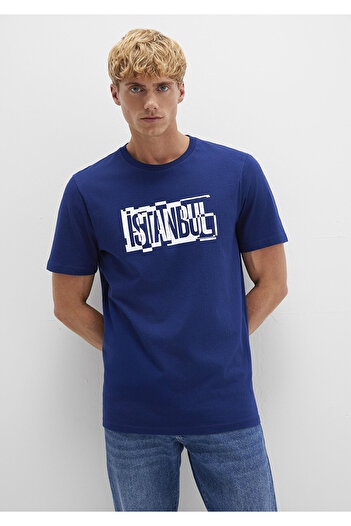 Mavi T-Shirt mit Istanbul-Print in Marineblau, normale Passform / Regular Fit0611789-70758
