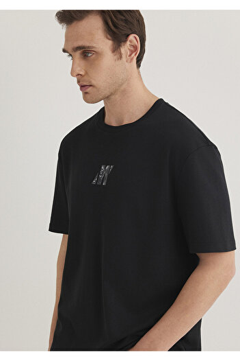 Mavi Pro Logo Printed Black T-Shirt Loose Fit / Loose Relaxed Fit0612189-900